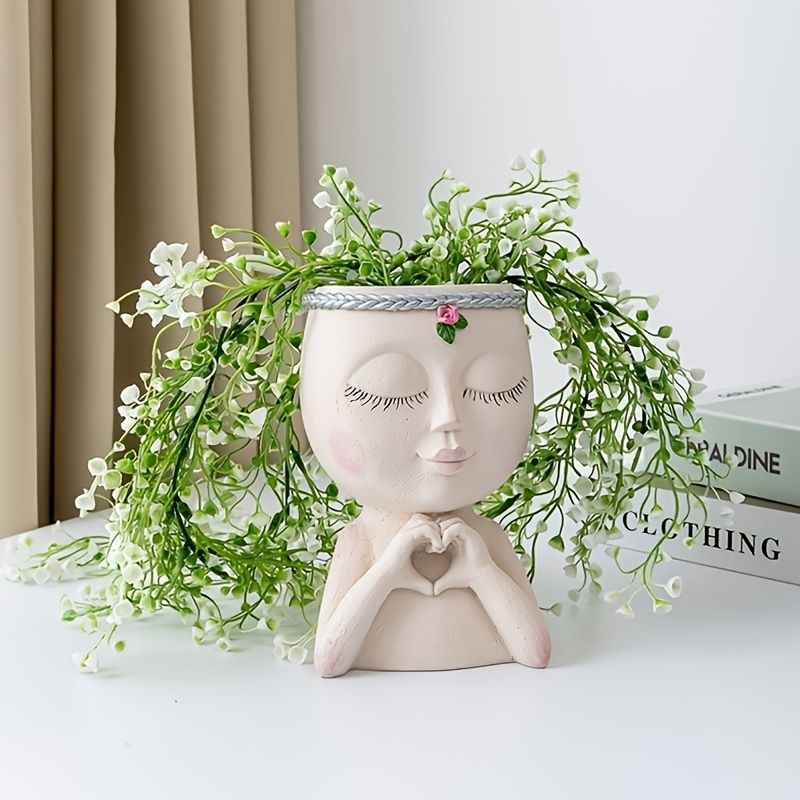 Mona Lisa of Pots - Elegant Enigmatic Female Face Statue Flower Pot – Artistic Figure Vase Planter for Indoor & Outdoor Home, Garden, and Patio Decor