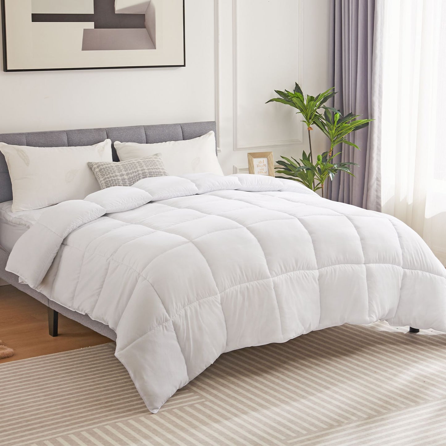 All-Season Quilted Polyester Comforter, Duvet Insert