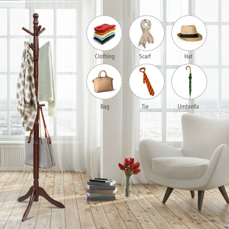 Entryway Height Adjustable Coat Stand with 9 Hooks