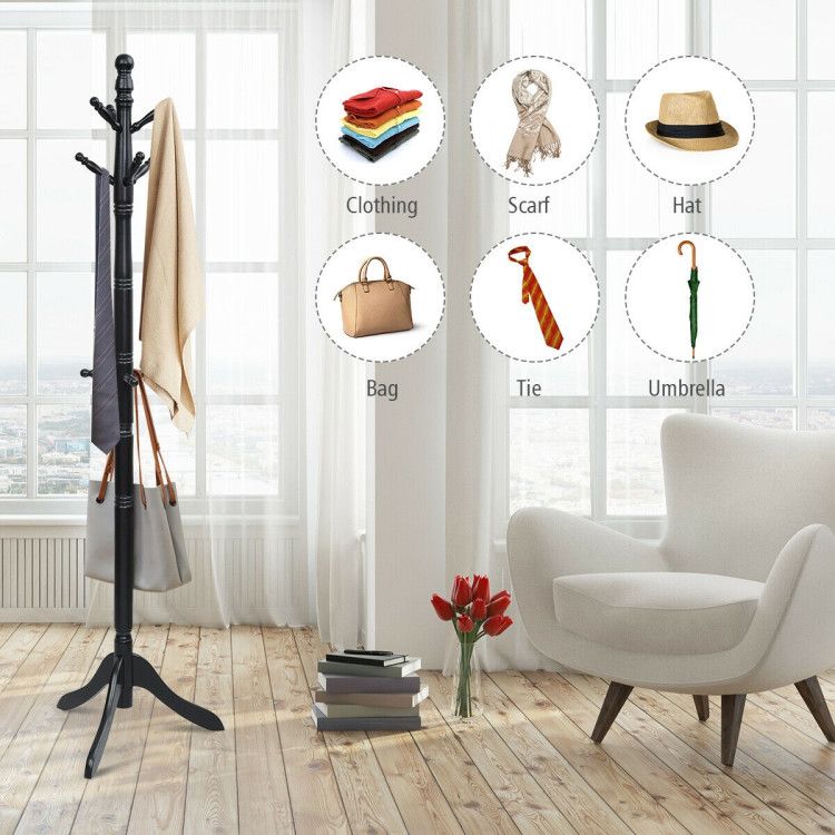 Entryway Height Adjustable Coat Stand with 9 Hooks