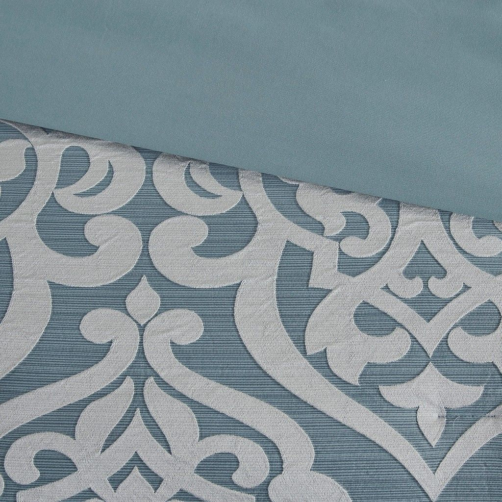 Unique Sea Green 8-Piece Jacquard Comforter Set – Elegant Executive Pattern for a Luxurious Bedroom