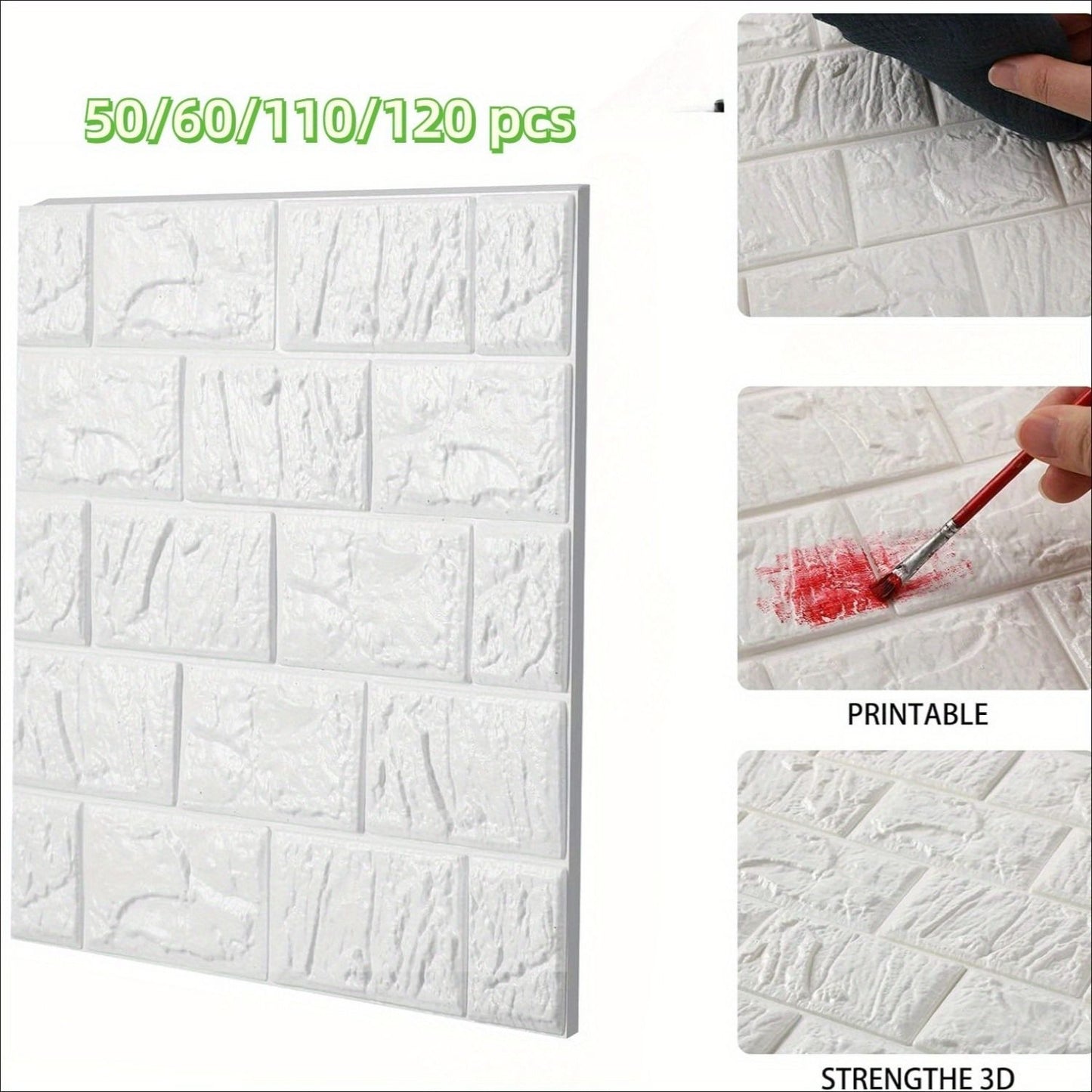 An Amazing 60-Piece 3D Wall Sticker Set (15x13 Inches) Get more for less! Stick on your Brick.