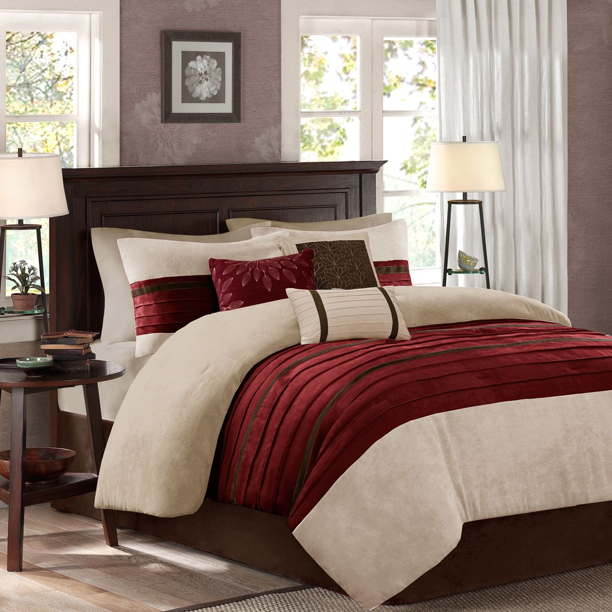 Bold Bordeaux, Executive, Sumptuous and Luxurious - 7 Piece Comforter Set