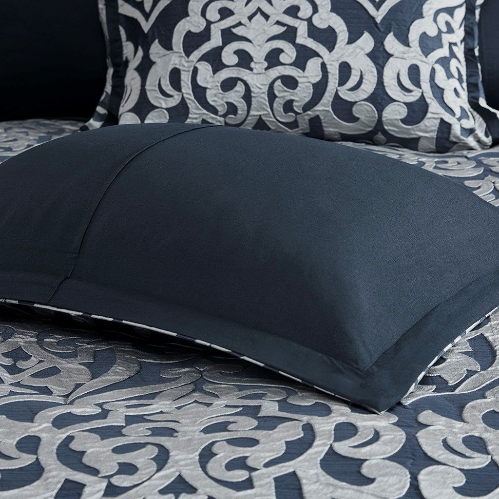 Luxurious Royal Blue 8-Piece Jacquard Comforter Set