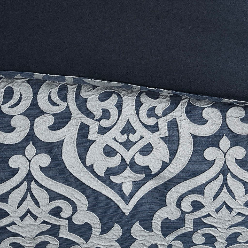 Luxurious Royal Blue 8-Piece Jacquard Comforter Set