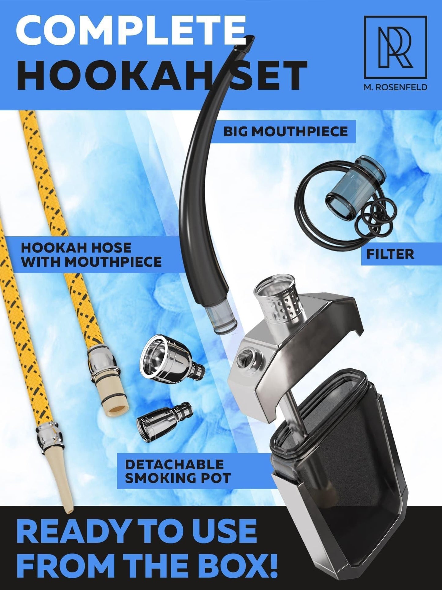 Small Silver Hookah Kit – Portable Travel Hookah Set