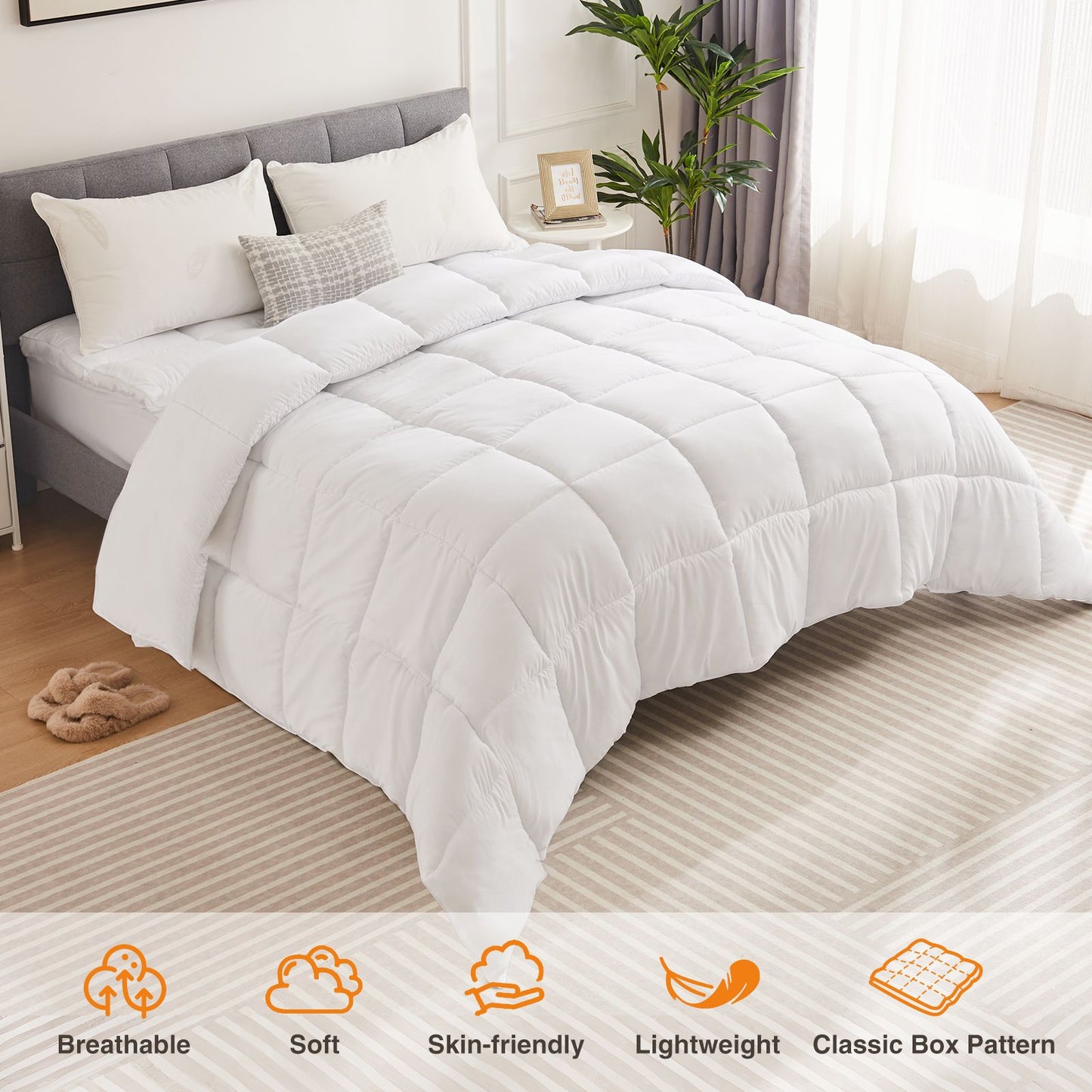 All-Season Quilted Polyester Comforter, Duvet Insert