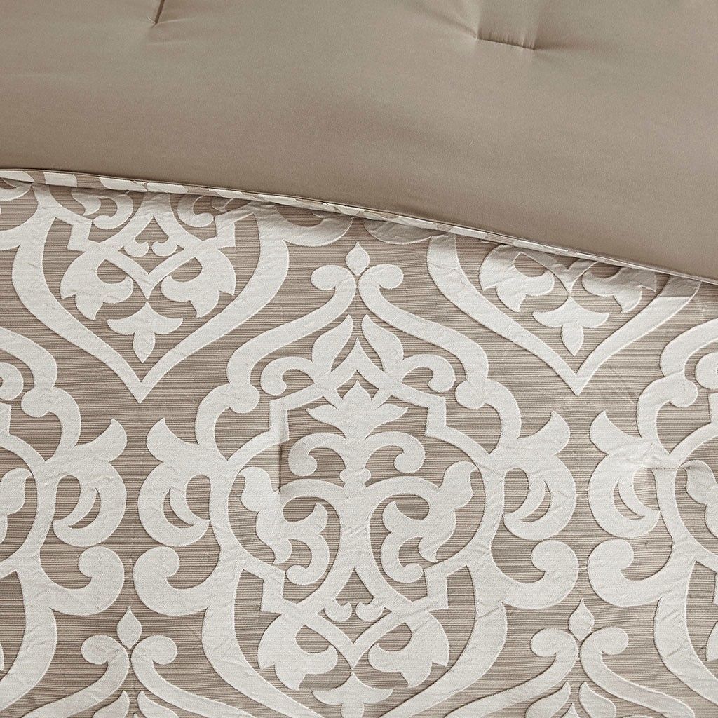 Luxurious Gold and Cream 8-Piece Jacquard Comforter/Duvet Set – Timeless Elegance