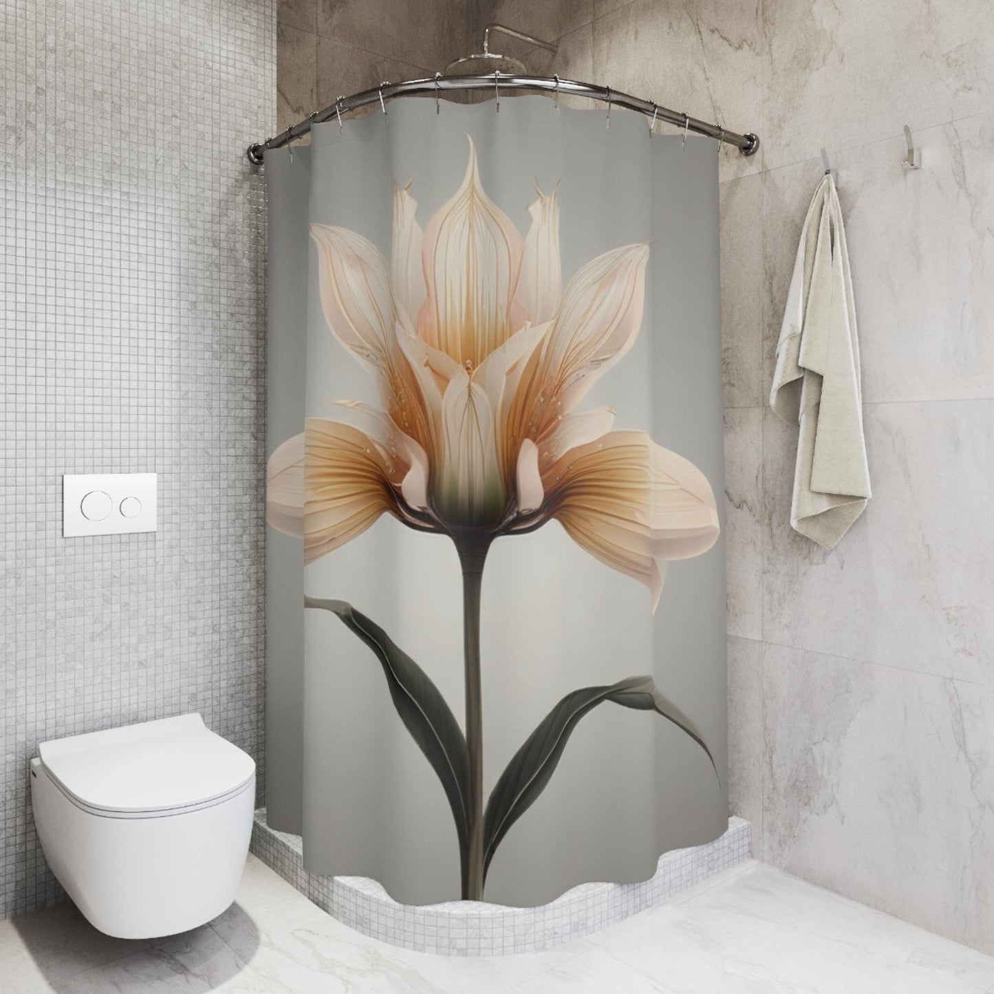 An Elegant Flower Shower Curtain - Bathroom Elegance Accent, Home Decor, Flower Design, Unique Gift, Housewarming Present, Bathroom upgrade