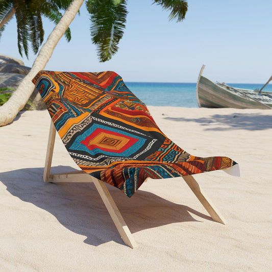 Beach Towel - Bold Zimbabwean Design,  Unique Towel, Stylish Poolside Accessory, Vibrant Beach Blanket