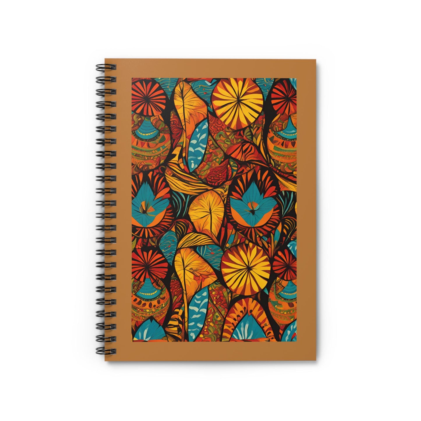 African Inspiration Spiral Notebook - Plain White Ruled Line, Tribal Notebook, Ethnic Design Notepad, Vibrant African Art Diary