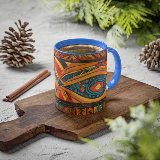 Exotic African Mug, Colorful 11oz Coffee Cup, Vibrant Awakening Tea Mug, Beautiful Kitchen Decor, Gift for Coffee Lover, Unique Ceramic Mug