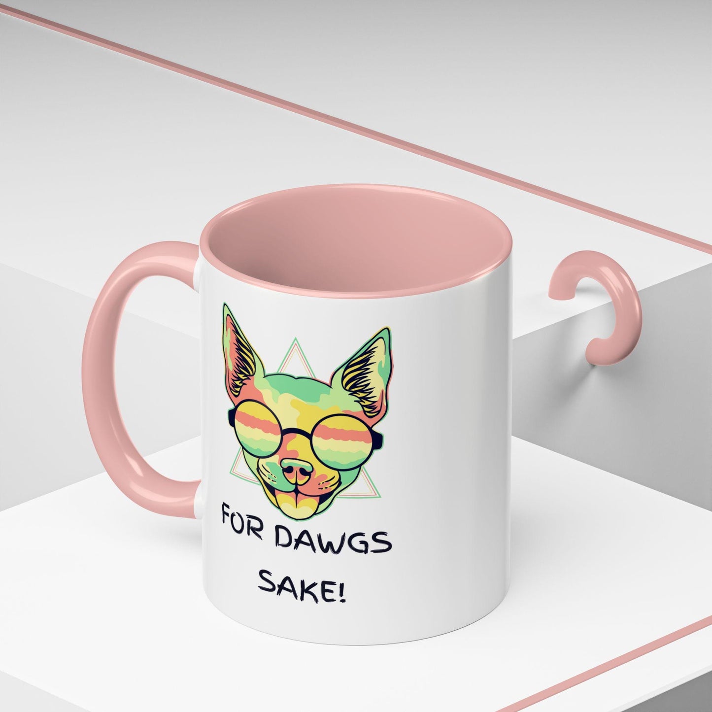 Accent Coffee Mug (11, 15oz) For  Dawgs Sake! An exclamation mug, a jolt to start your day, a humorous tongue in cheek mug