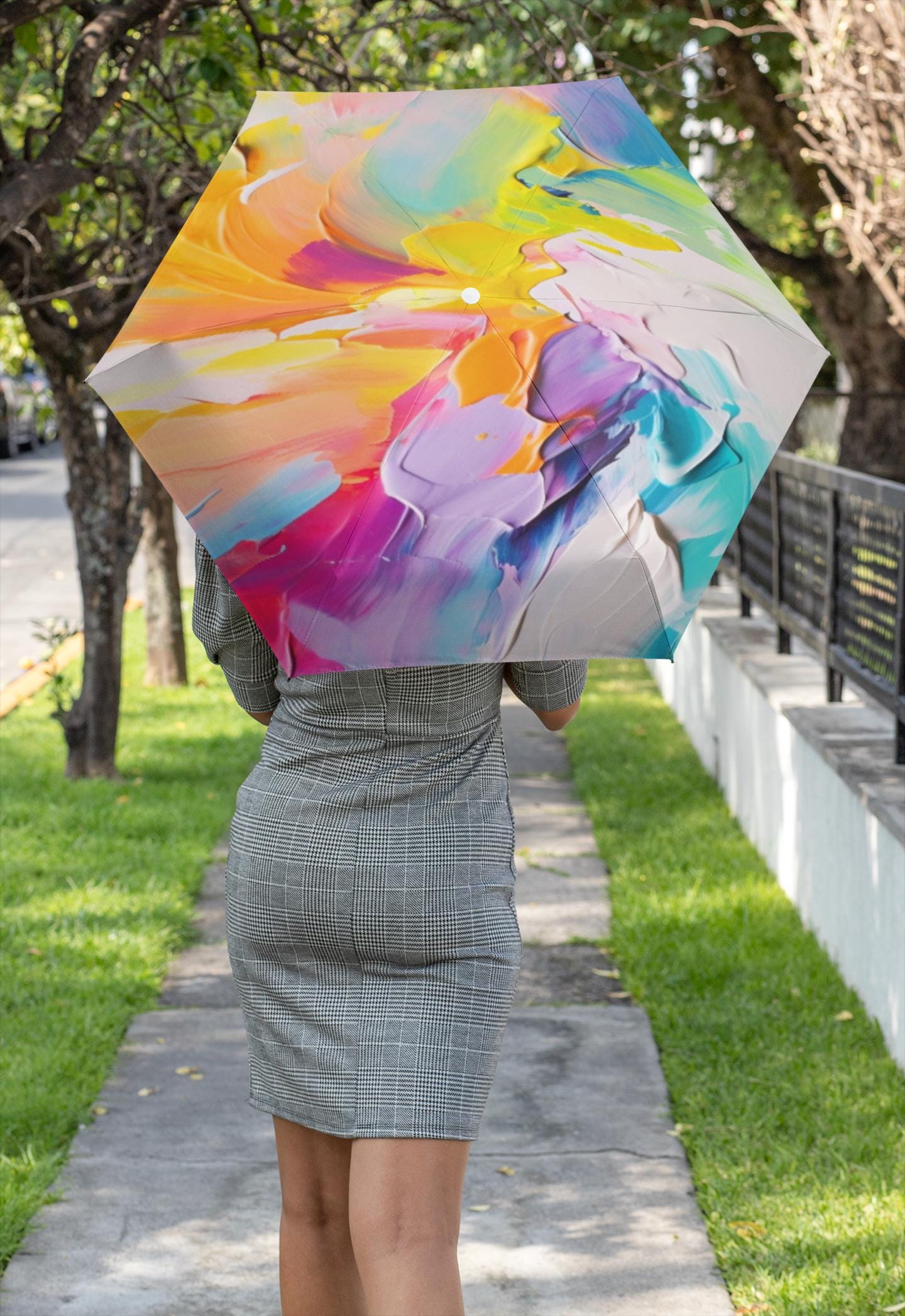 Umbrella, Colorful Paint Pallet Design, Rainy Day Happy Mood Foldable Accessory, Gift for Artists, Weather Protection, Compact Travel