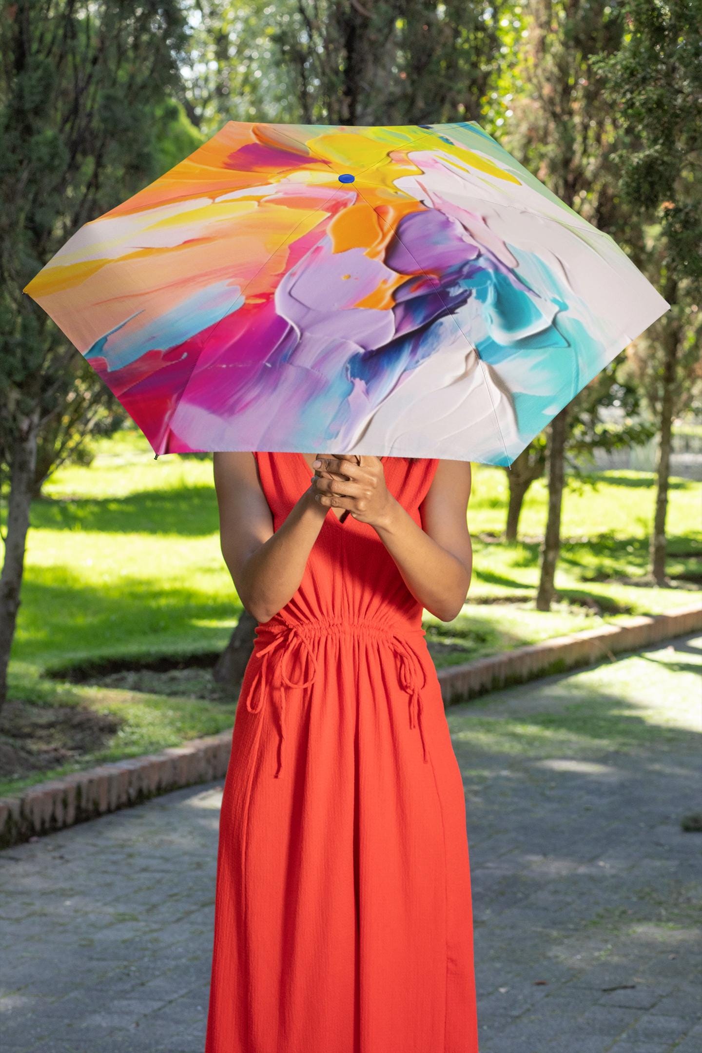 Umbrella, Colorful Paint Pallet Design, Rainy Day Happy Mood Foldable Accessory, Gift for Artists, Weather Protection, Compact Travel