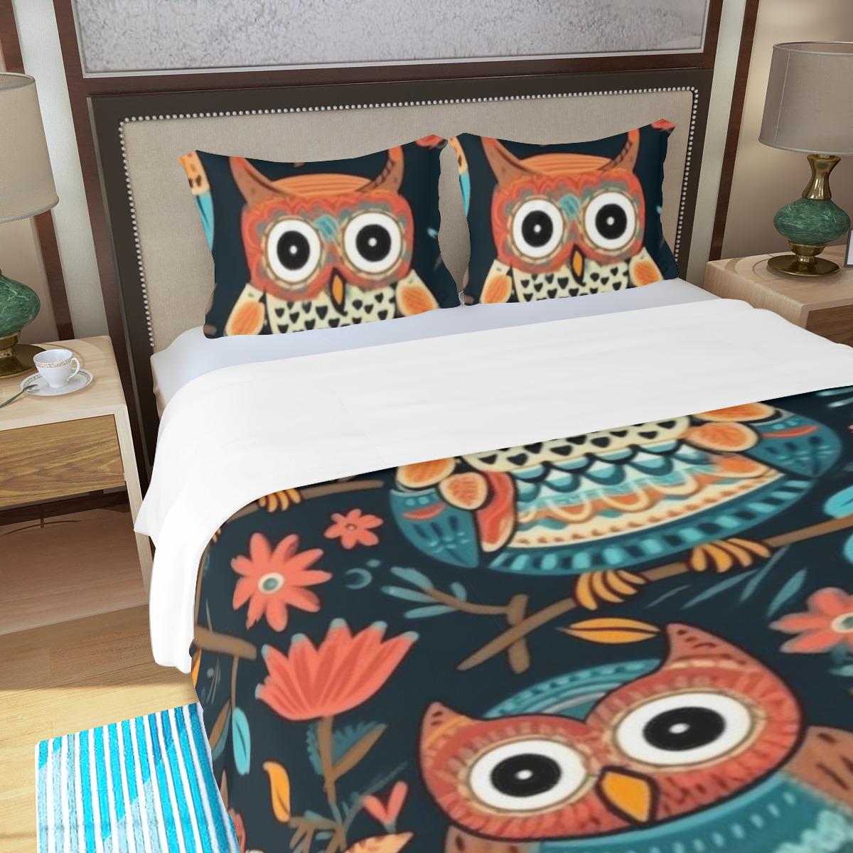 Colorful Owl Bedding Set - Elegant and Cozy