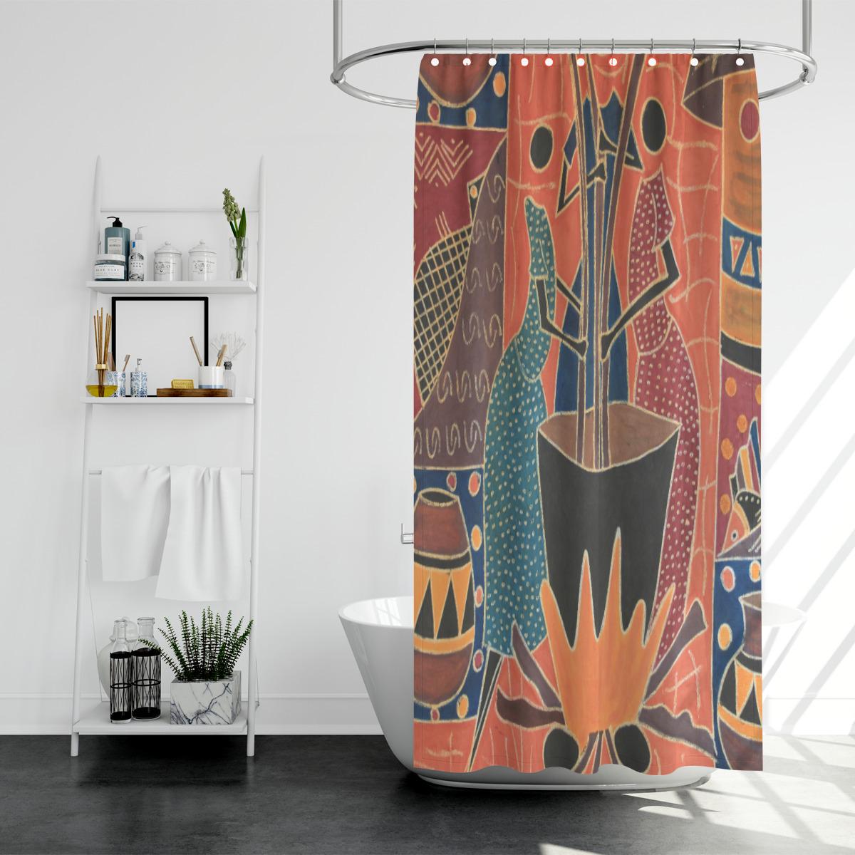 Vibrant Traditional Scene Shower Curtain 90(gsm) Warm and Enticing to Make Your Bathroom Unique