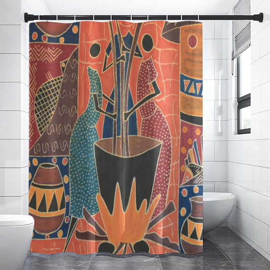 Vibrant Traditional Scene Shower Curtain 90(gsm) Warm and Enticing to Make Your Bathroom Unique