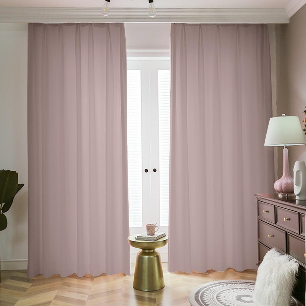 Soft Lilac Blackout Curtains with Hooks | 265(gsm)