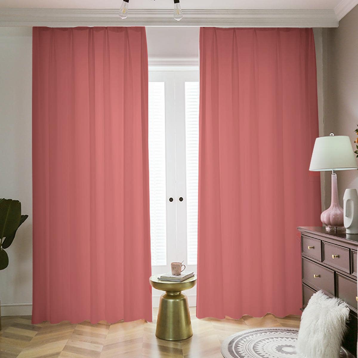 Berry and Cream Deep Pink Blackout Curtains with Hooks | 265(gsm)