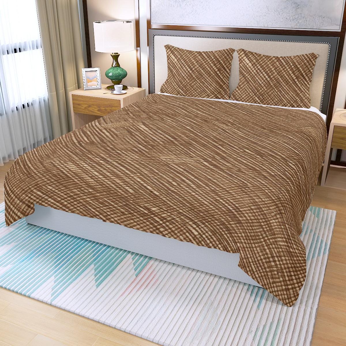 Faux Weave Natural Brown Bali Vibe 3 Piece Duvet Set