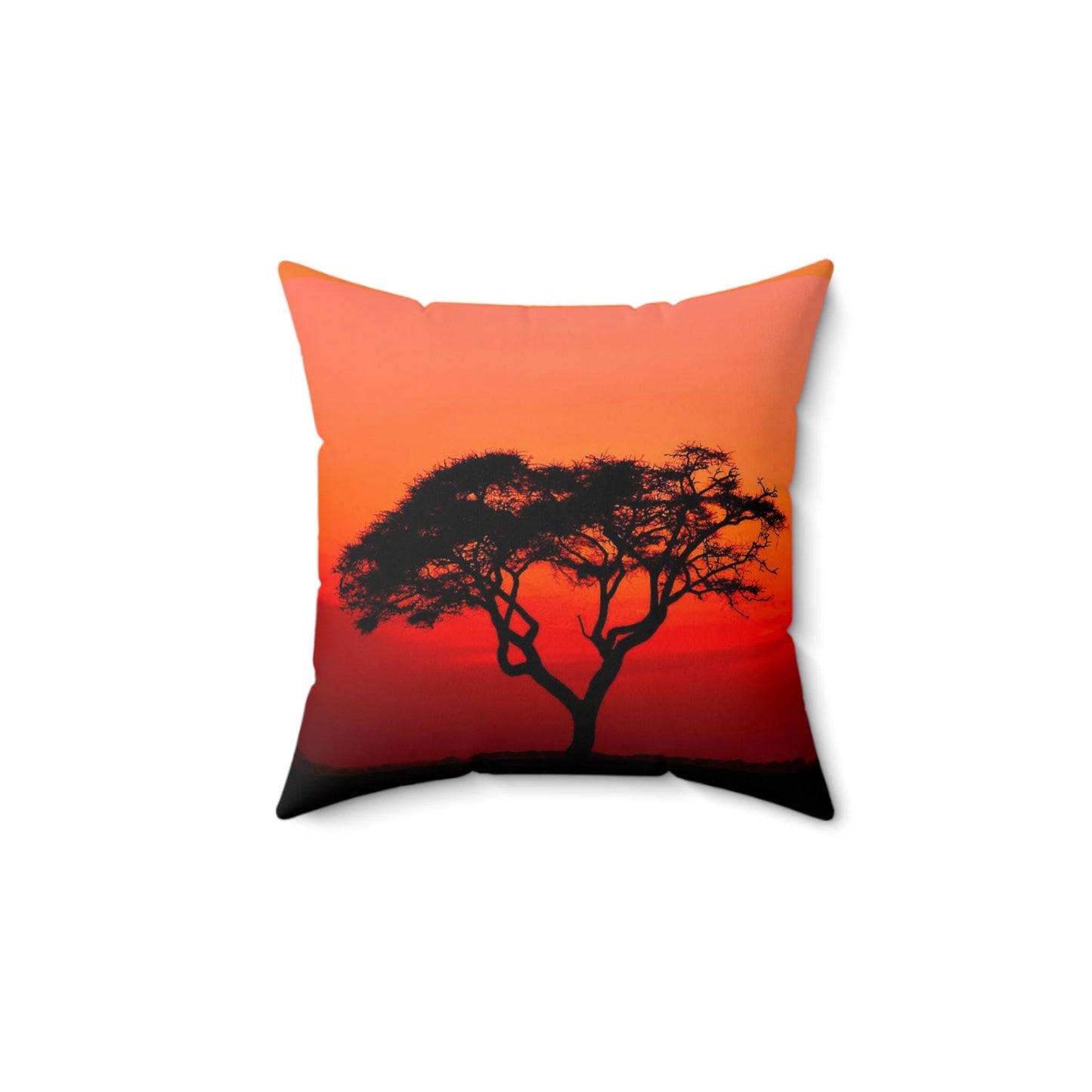 Square Pillow, Sunset In Africa Decorative Cushion, African Skyline Throw Pillow, Safari Theme Home Accent, Wildlife Lover Gift, Living Room