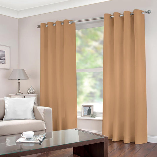 Stylish Cinnamon Brown Curtains with Grommets - Large Sizes