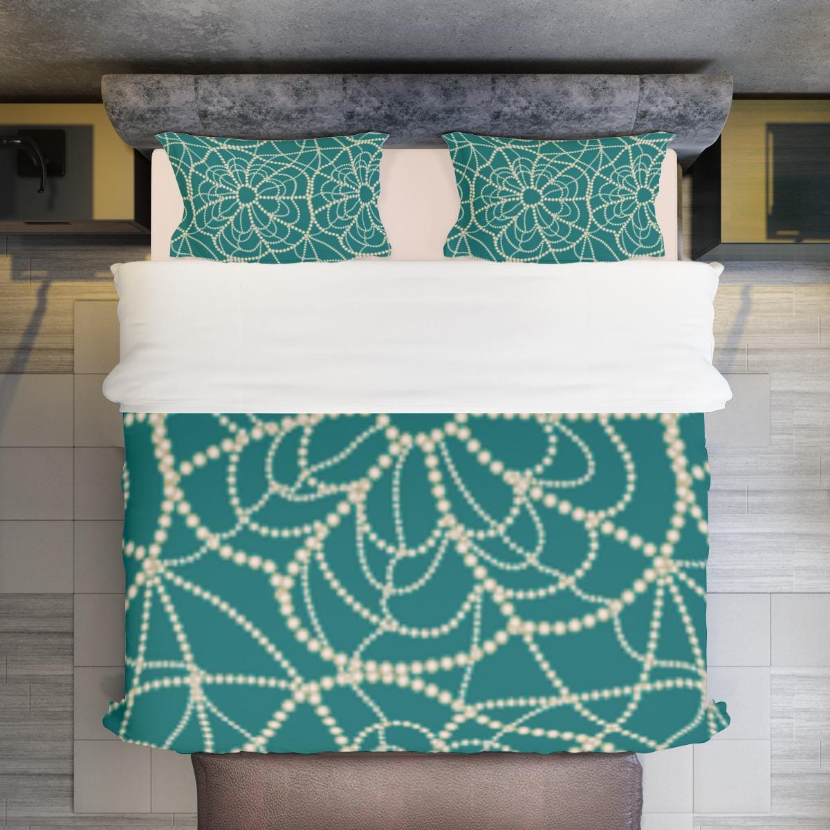 Turquoise Patterned Four-piece Duvet Cover Set