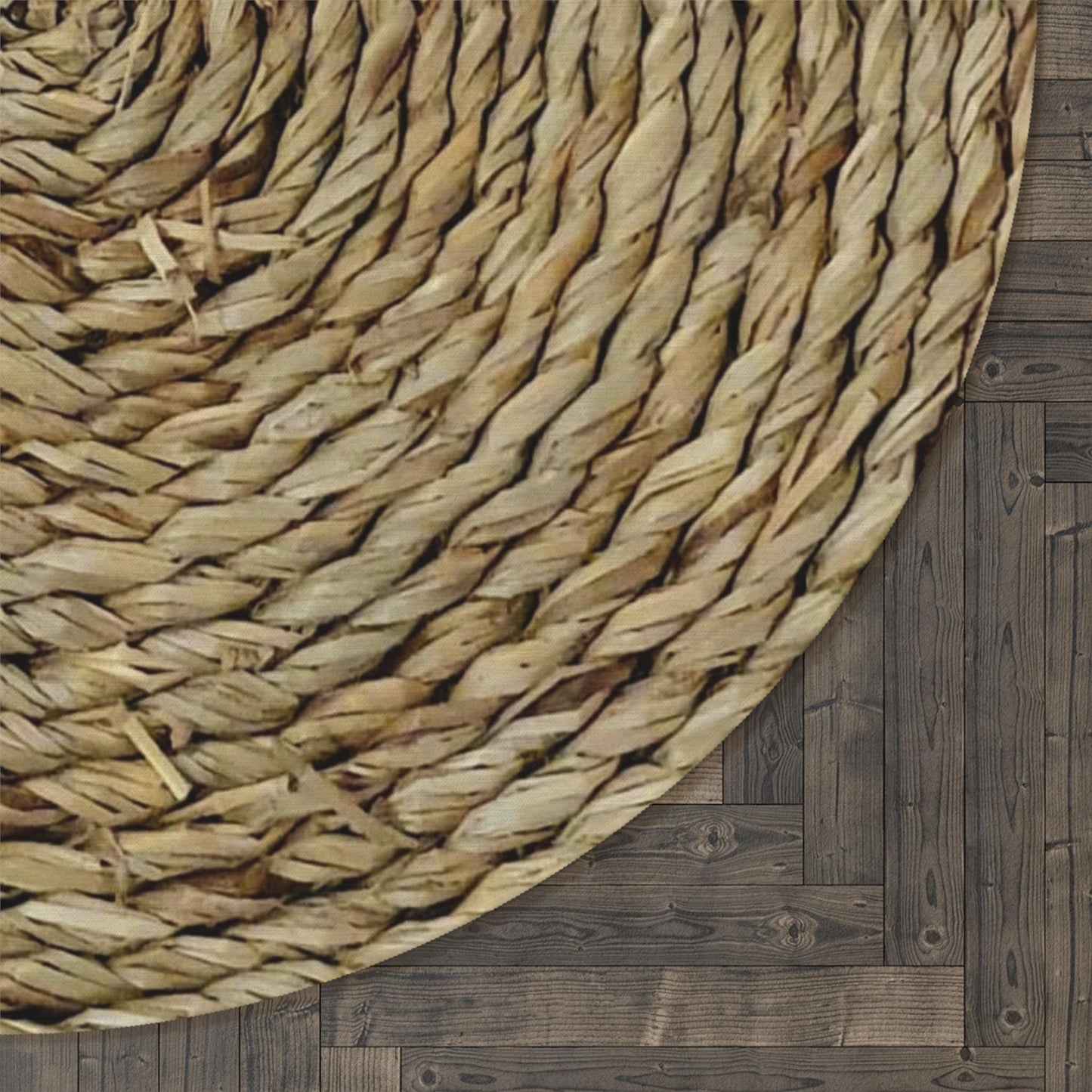 Round Rug, Native Straw Mat Design, Soft Faux Straw Mat, Comfortable and Unique Floor Covering