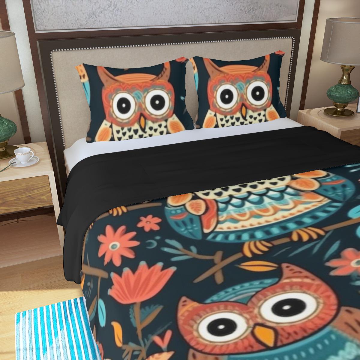 Colorful Owl Bedding Set - Elegant and Cozy