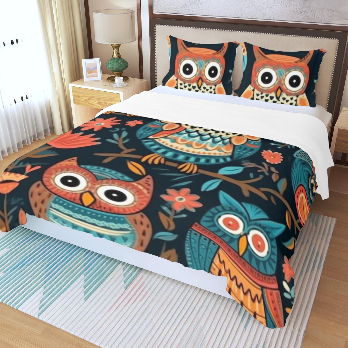 Colorful Owl Bedding Set - Elegant and Cozy