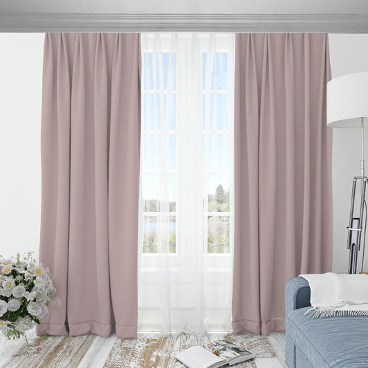 Soft Lilac Blackout Curtains with Hooks | 265(gsm)