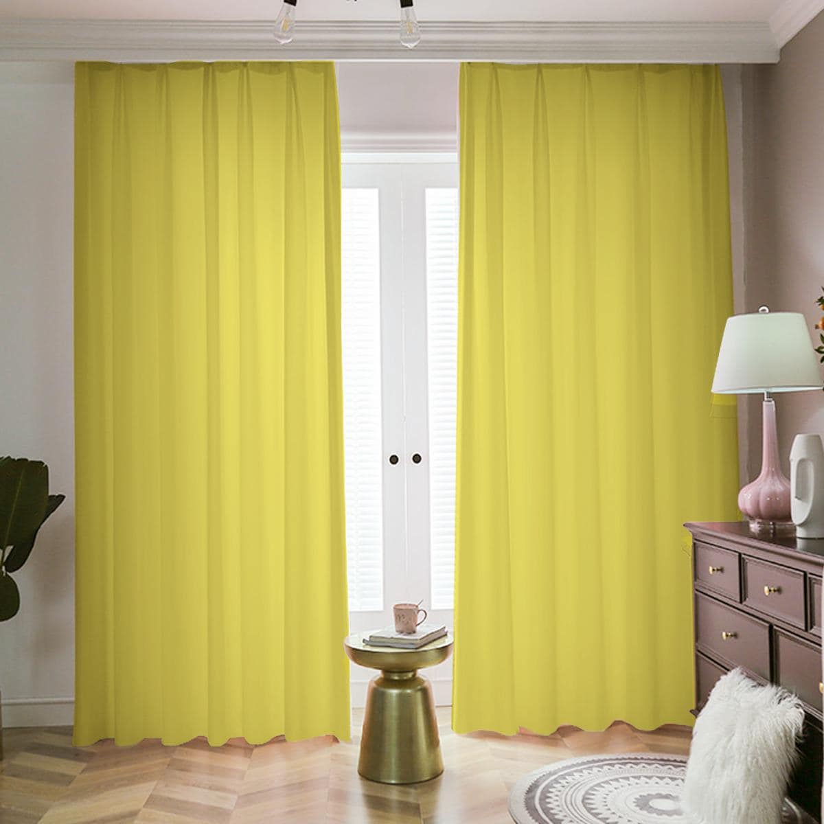 Daisy Yellow Blackout Curtains with Hooks