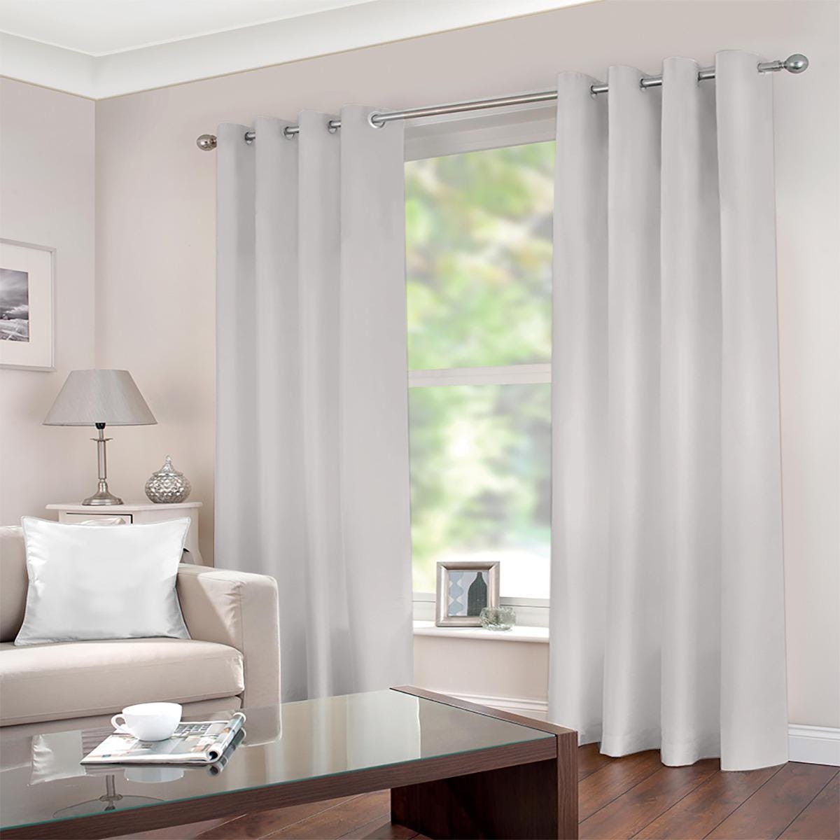 Soft Silver Grey Grommet Blackout Drapes