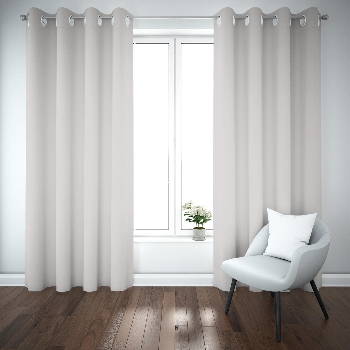 Soft Silver Grey Grommet Blackout Drapes